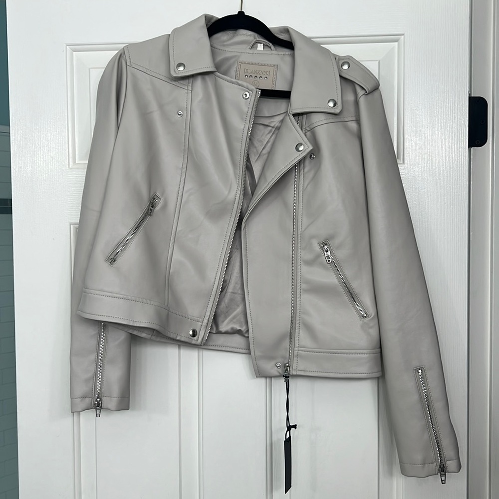 Blank NYC faux leather moto jacket size medium.  Taupe/very light grey NWOT
